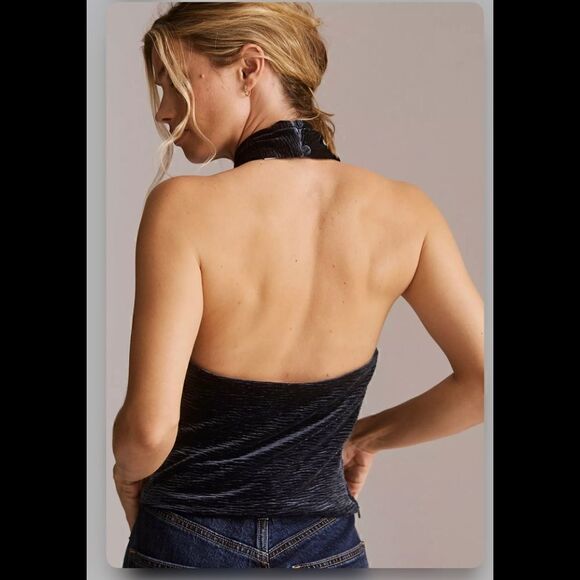 Anthropologie Dolan Left Coast Velvet Halter Tank XL - Picture 3 of 5